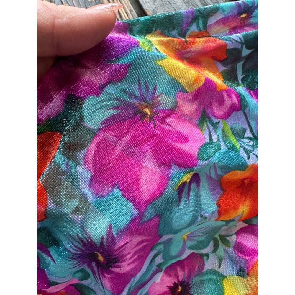 Floral Sarong Wrap Skirt Beach Cover Up Multi Color Tie Side Summer One Size Vtg - Picture 3 of 7